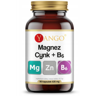 Yango MAGNEZ + CYNK + B6 635mg wsparcie mięśnie energia 90 kapsułek